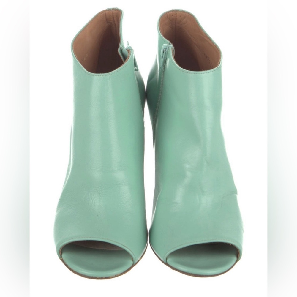 Mint Green Peep Toe Ankle Boots